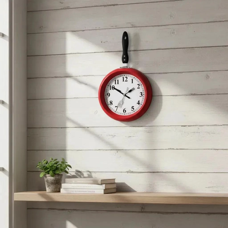 RELOJ DE PARED PARA COCINA CON DISEÑO DE SARTE N COLOR ROJO - 10