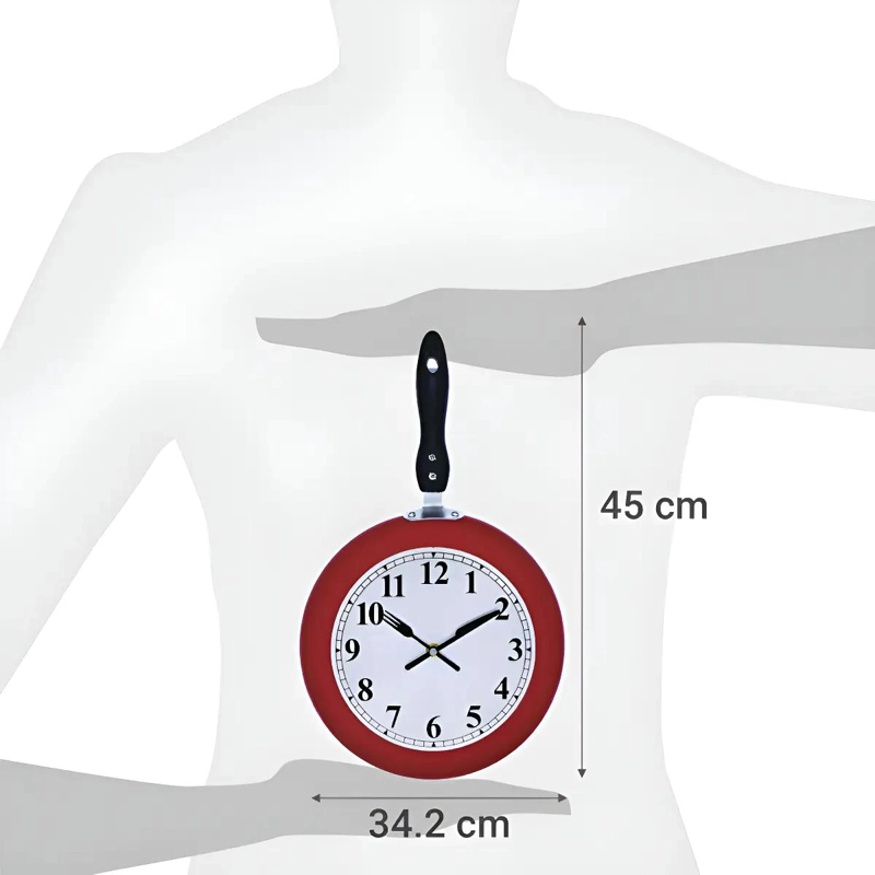 RELOJ DE PARED PARA COCINA CON DISEÑO DE SARTE N COLOR ROJO - 8