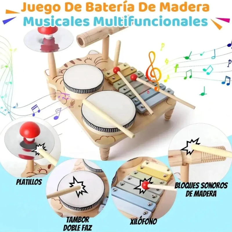 JUGUETE DIDACTICO MUSICAL 7 EN 1 DE MADERA PARA NIÑOS - 9