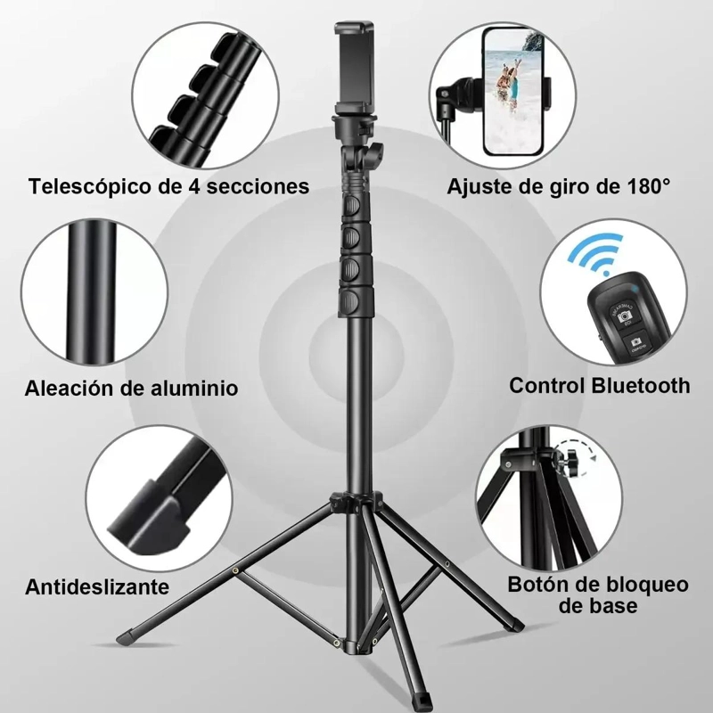 TRIPODE 2 EN 1 AJUSTABLE DE 1.6M CON CONTROL REMOTO - 3