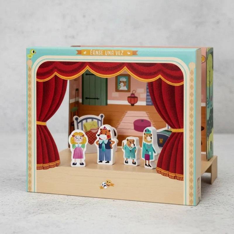 TEATRO MAGNE TICO DE MADERA CON PERSONAJES PARA CUENTOS - 1