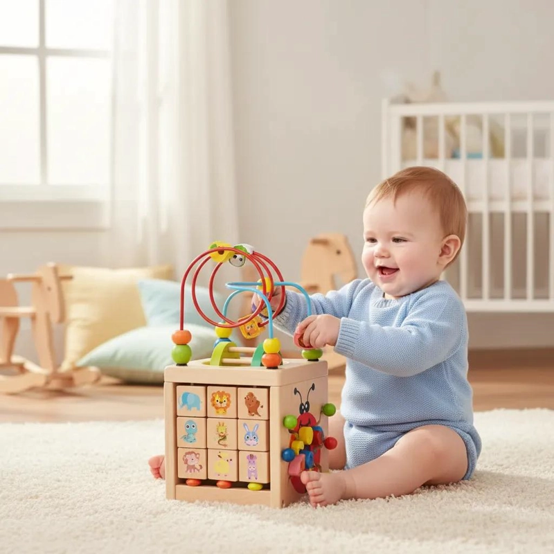 CUBO DIDACTICO DE MADERA 5 ACTIVIDADES PARA APRENDIZAJE INFANTIL - 5