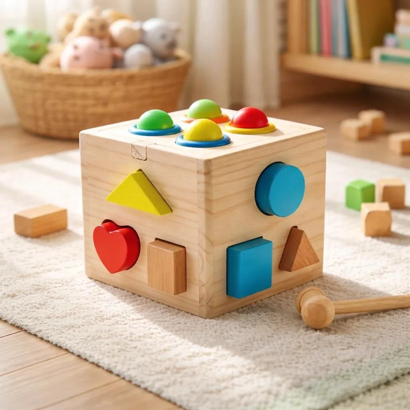 CUBO DE ENCAJE DE MADERA PARA DESARROLLO INFANTIL - 3