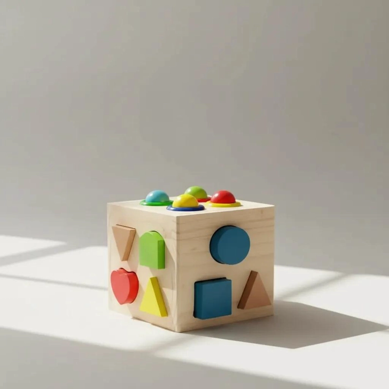CUBO DE ENCAJE DE MADERA PARA DESARROLLO INFANTIL - 6