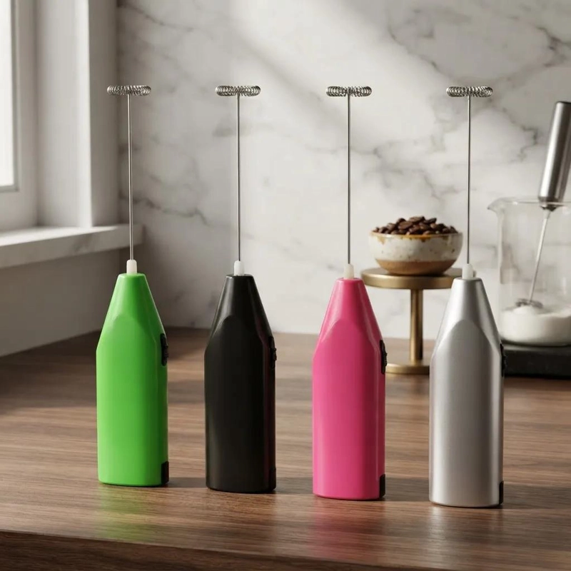 MINI BATIDOR PORTATIL PARA CAFE  Y LECHE COLOR VERDE CON MANGO COMODO - 2