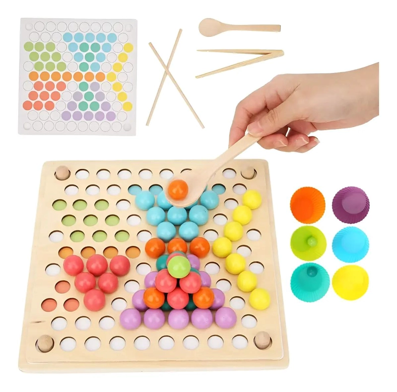 JUEGO DIDACTICO DE MADERA PARA MOTRICIDAD FINA INFANTIL - 1