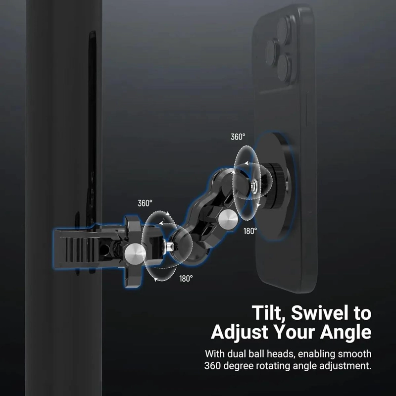 SOPORTE CELULAR MAGNE TICO CON ABRAZADERA AJUSTABLE PARA GRABACIONES - 2