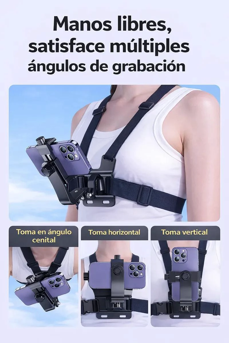 CHALECO SOPORTE AJUSTABLE PARA GRABACION DE CELULAR - 5