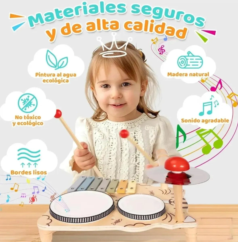 JUGUETE DIDACTICO MUSICAL 7 EN 1 DE MADERA PARA NIÑOS - 8