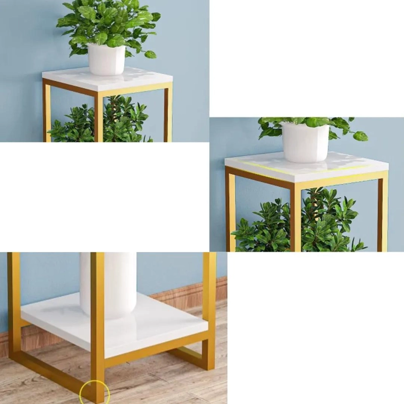 PEDESTAL METALICO DOBLE NIVEL PARA MACETEROS ELEGANTE - 5