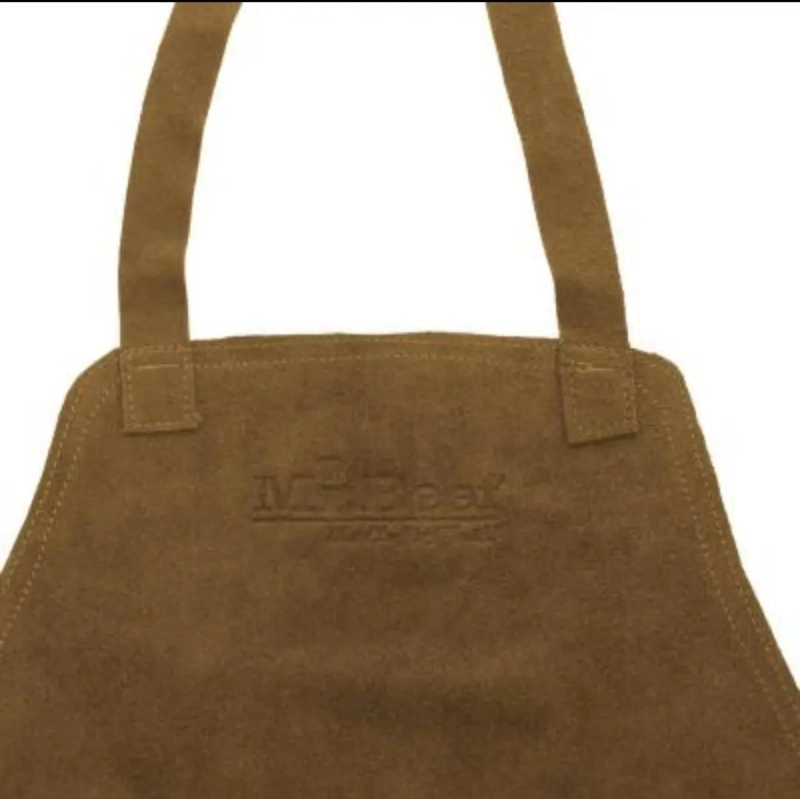 DELANTAL DE CUERO MARRON PARA PARRILLA CON BOLSILLO PRACTICO - 2
