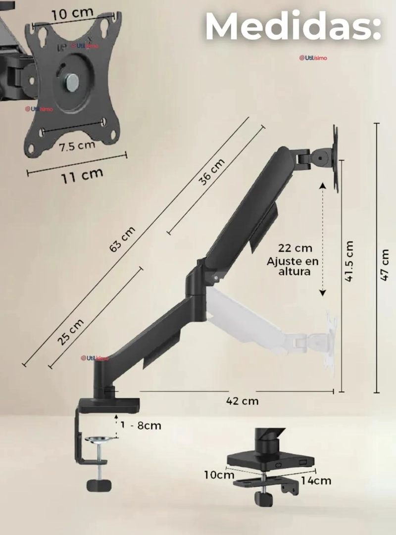 SOPORTE AJUSTABLE PARA TV Y MONITORES DE 17 A 32 PULGADAS - 2