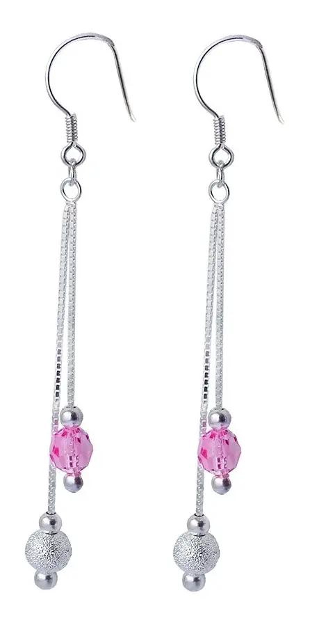 AROS COLGANTES DE PLATA CON CRISTALES ROSADOS SWAROVSKI - 1