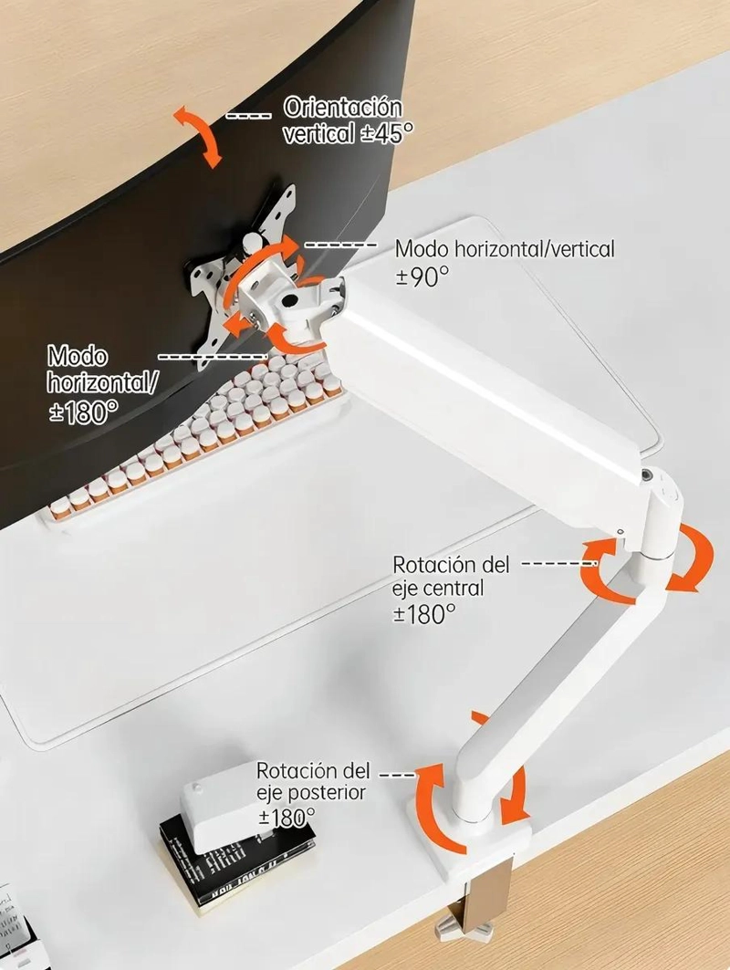 SOPORTE ARTICULADO AJUSTABLE PARA MONITORES DE 17 A 34 PULGADAS - 4