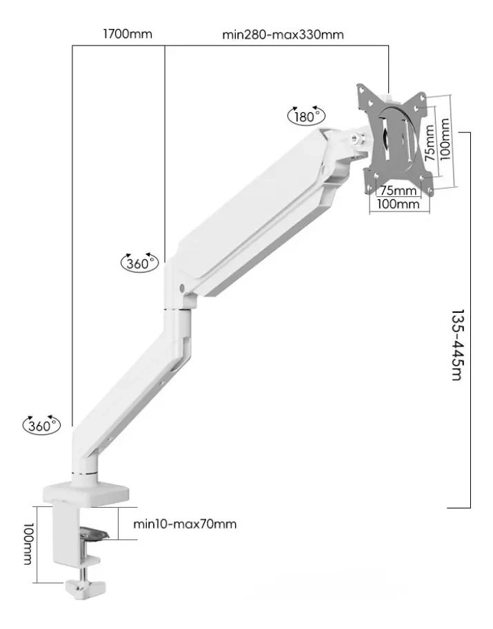 SOPORTE ARTICULADO AJUSTABLE PARA MONITORES DE 17 A 34 PULGADAS - 7