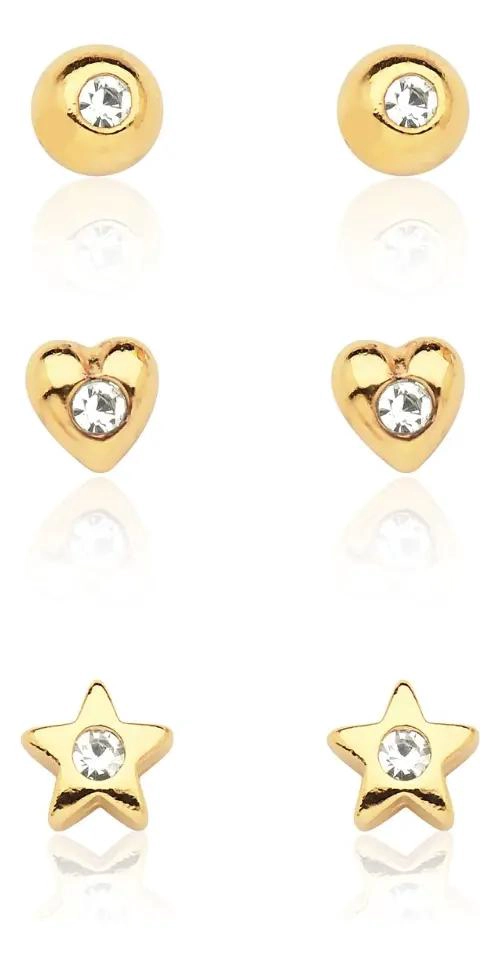 PACK DE 3 AROS DE ORO LAMINADO PARA MUJER - 1