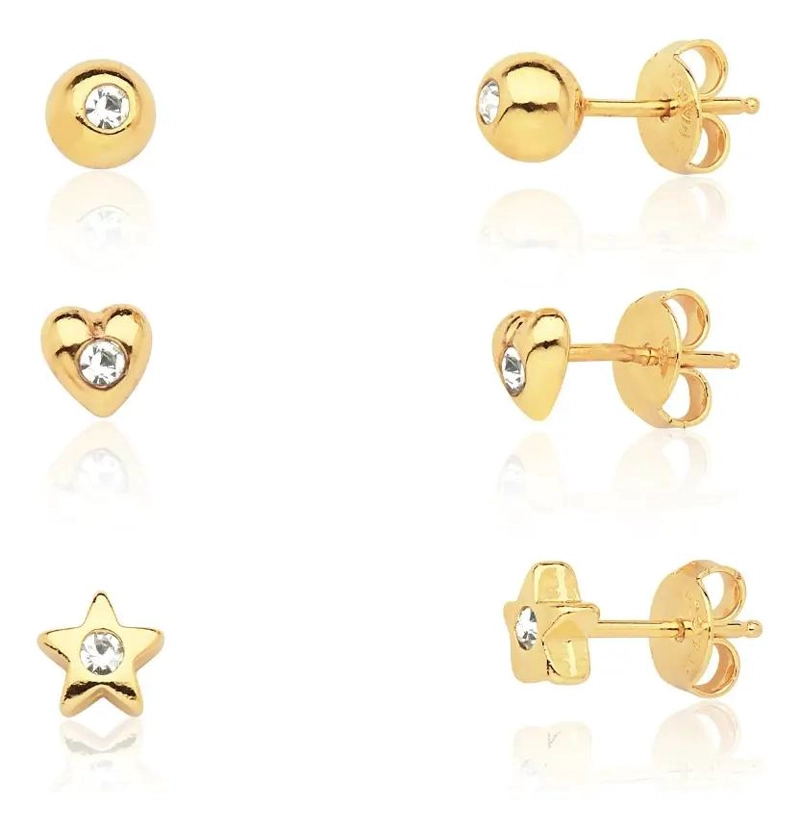 PACK DE 3 AROS DE ORO LAMINADO PARA MUJER - 2