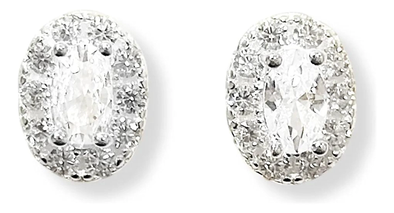 AROS OVALADOS DE CIRCON BLANCO EN PLATA FINA 925 - 2