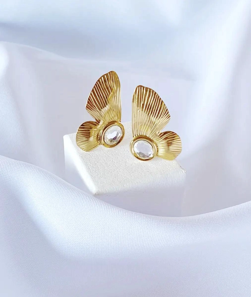 ARO MARIPOSA CIRCON ENCHAPADO ORO 18K ELEGANTE - 1