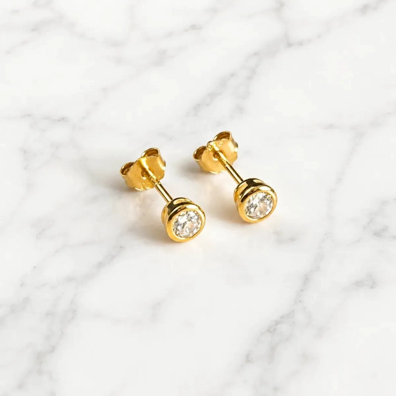 AROS DE PLATA 925 CON ENCHAPE DE ORO 18K PARA NIÑAS - 1