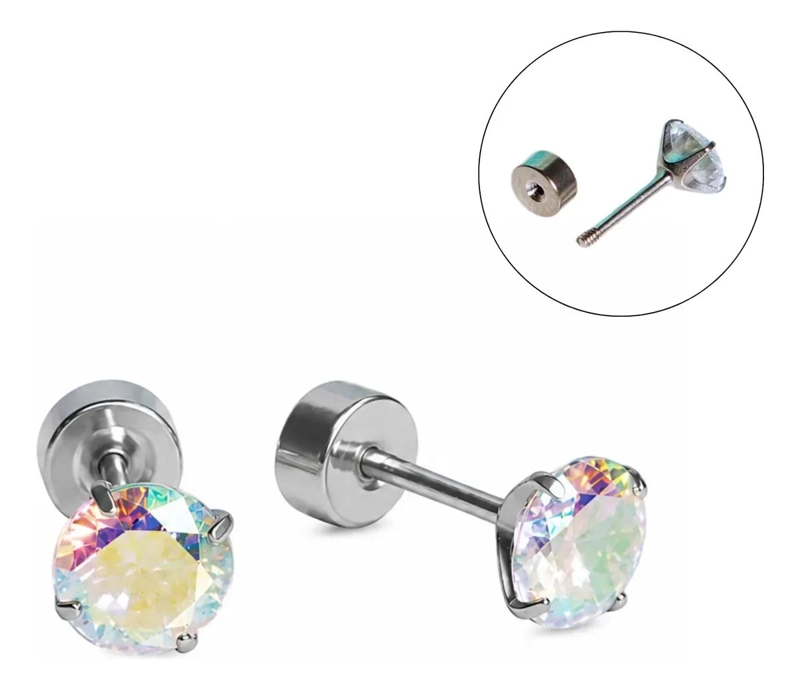 AROS DE TITANIO CON ZIRCONIA 5MM EN COLOR PLATEADO - 1