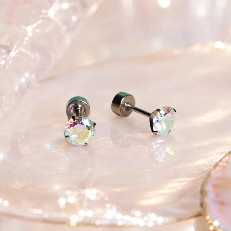 AROS DE TITANIO CON ZIRCONIA 5MM EN COLOR PLATEADO - 10