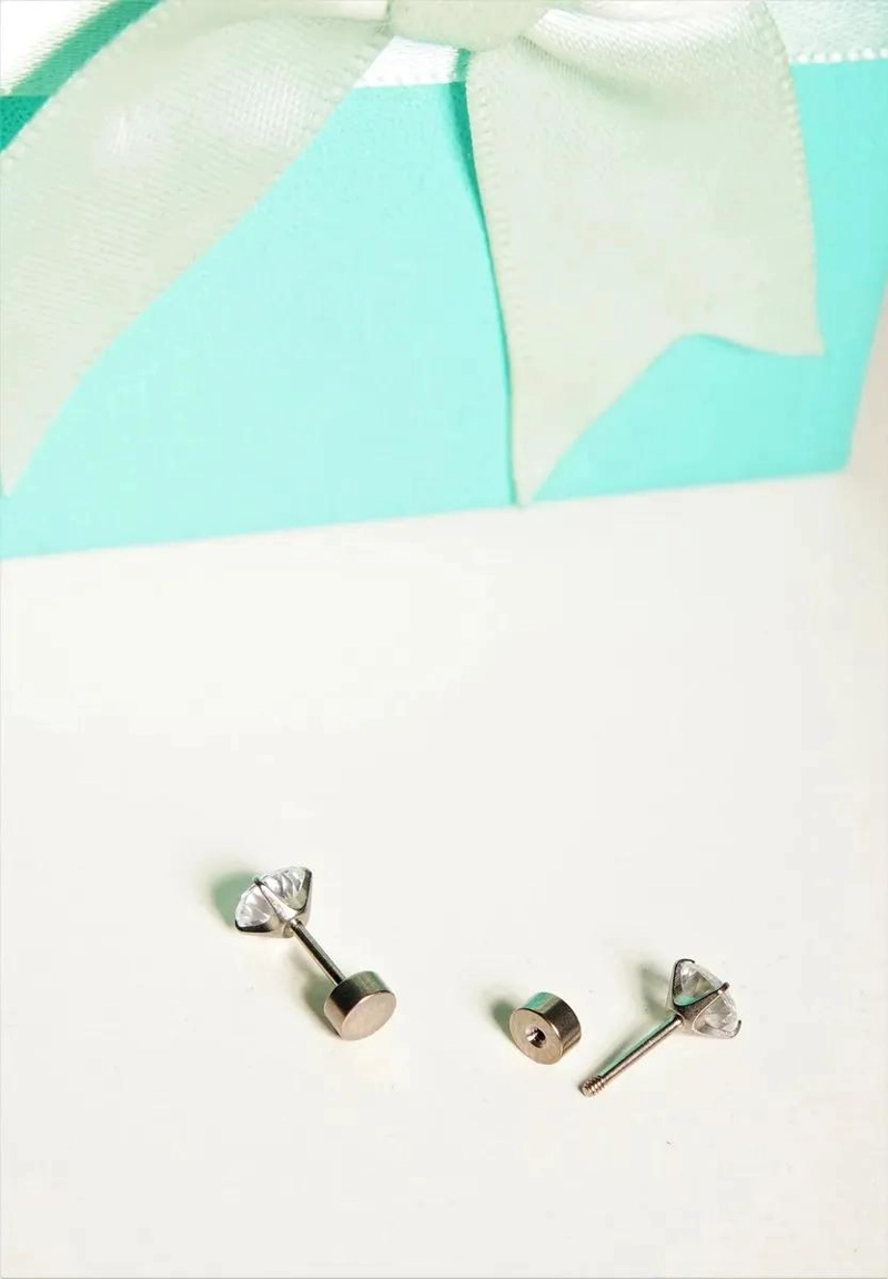 AROS DE TITANIO CON ZIRCONIA 5MM EN COLOR PLATEADO - 8