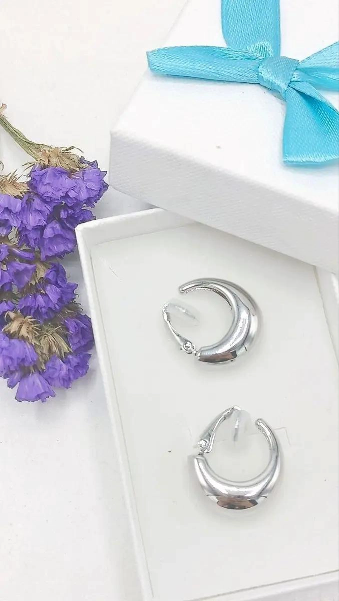 AROS CHUNKY SIN PERFORACION BAÑADOS EN PLATA ELEGANTES - 2