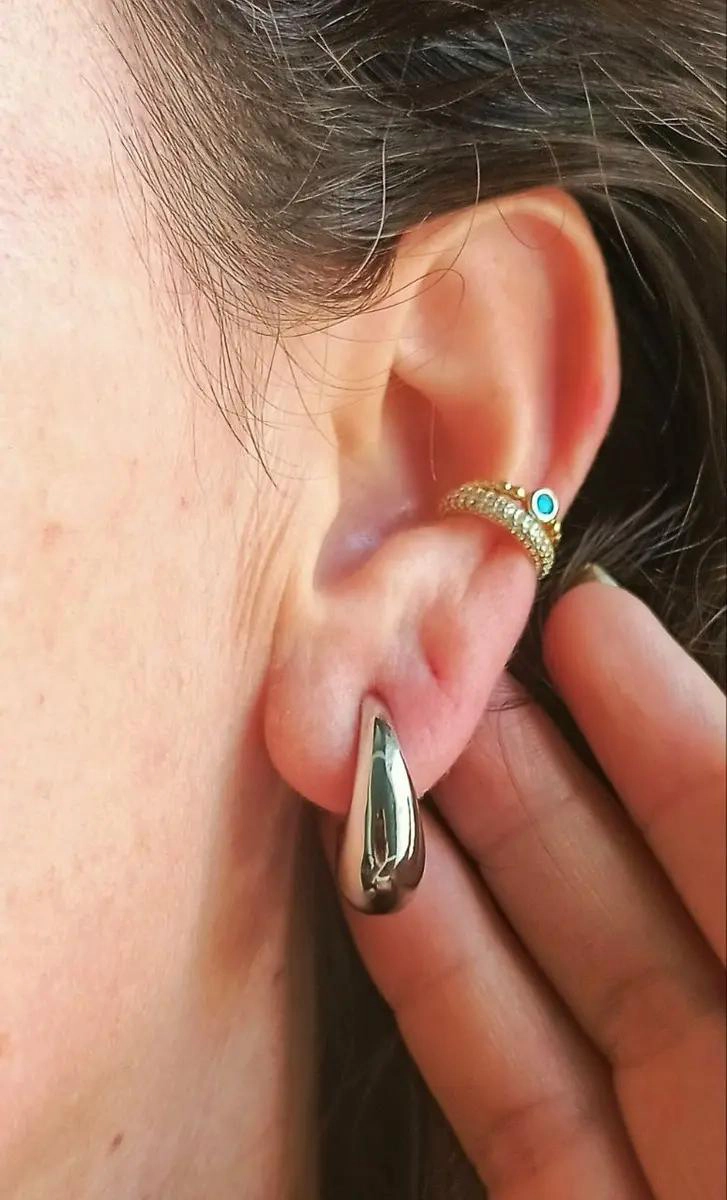 AROS CHUNKY SIN PERFORACION BAÑADOS EN PLATA ELEGANTES - 3