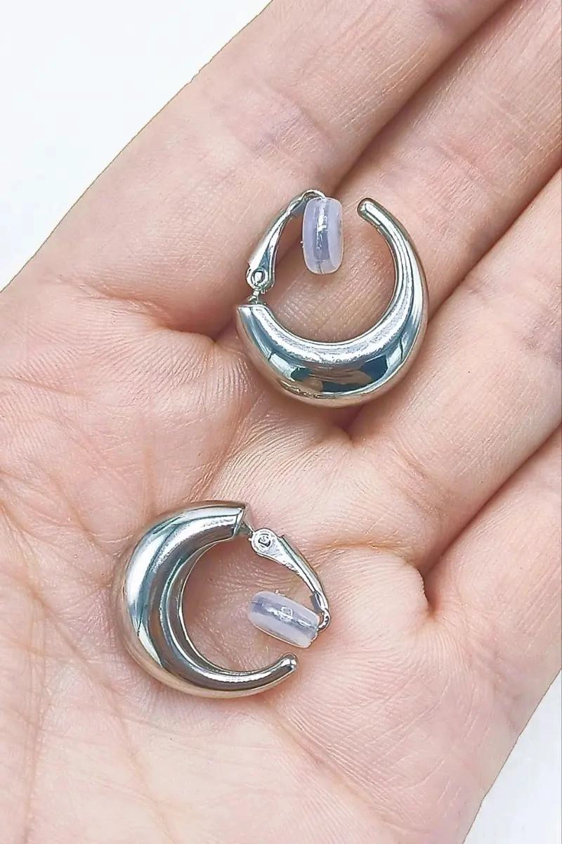 AROS CHUNKY SIN PERFORACION BAÑADOS EN PLATA ELEGANTES - 4