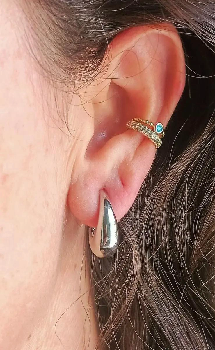 AROS CHUNKY SIN PERFORACION BAÑADOS EN PLATA ELEGANTES - 5