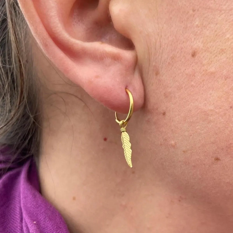 AROS COLGANTES DE PLUMA EN PLATA 925 BAÑADA EN ORO - 2