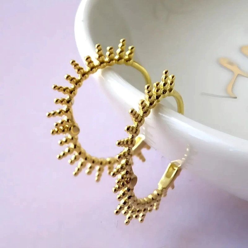 AROS DE PLATA 925 BAÑADOS EN ORO 24K CON DISEÑO MODERNO - 3