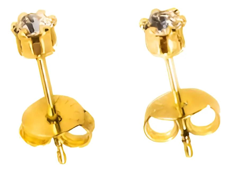ARETE TOPO CHISPA CIRCONIA EN ORO LAMINADO 18K - 1
