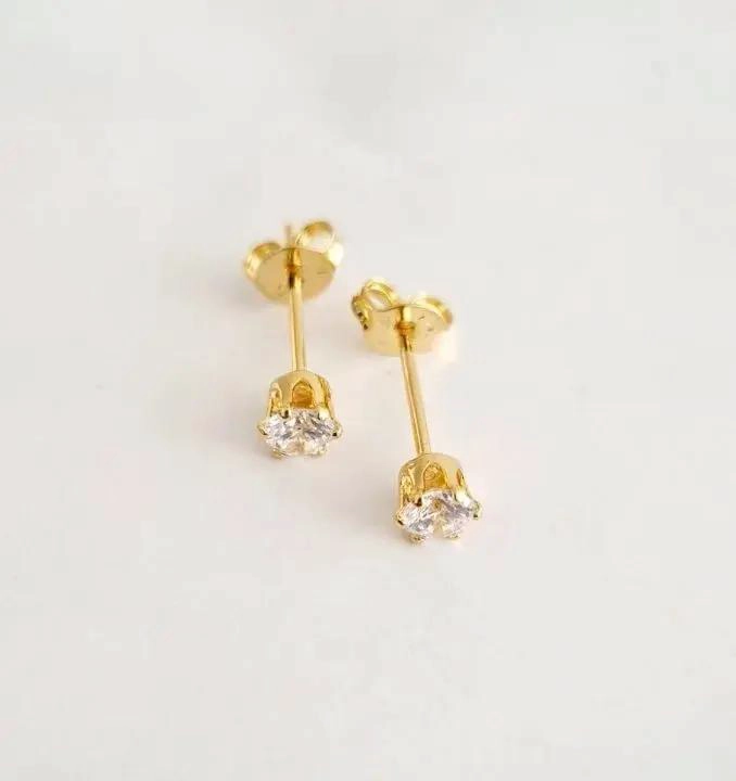 ARETE TOPO CHISPA CIRCONIA EN ORO LAMINADO 18K - 2