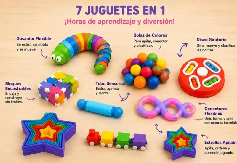 JUGUETE SENSORIAL EDUCATIVO 7 EN 1 PARA EL DESARROLLO INFANTIL - 4