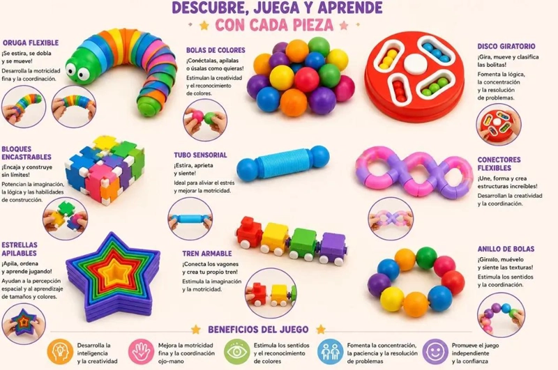 JUGUETE SENSORIAL EDUCATIVO 7 EN 1 PARA EL DESARROLLO INFANTIL - 7