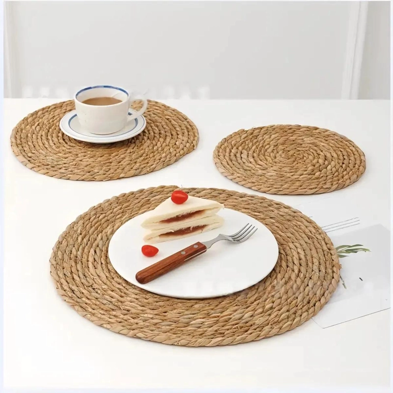 SET DE 12 INDIVIDUALES REDONDOS DE FIBRA NATURAL DE YUTE 35 CM - 8
