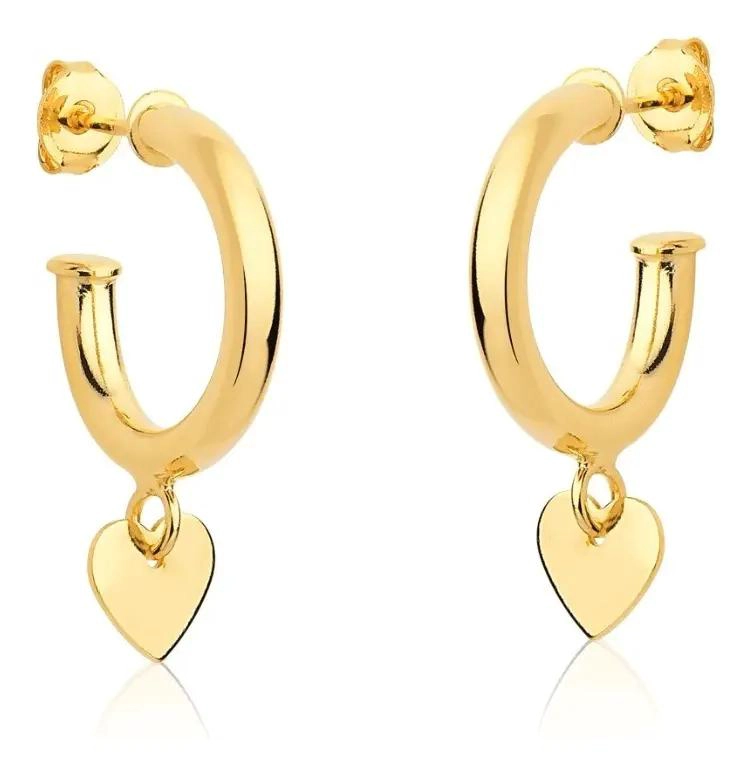 AROS DE CORAZON BAÑADOS EN ORO PARA MUJER - 1