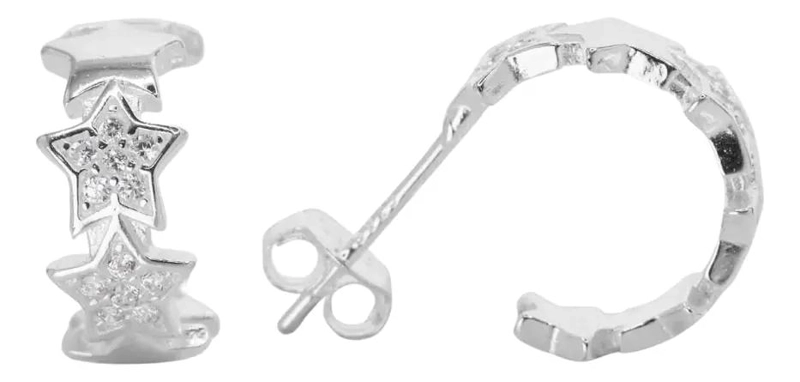 AROS DE PLATA 925 EN FORMA DE ESTRELLAS PARA USO DIARIO - 1