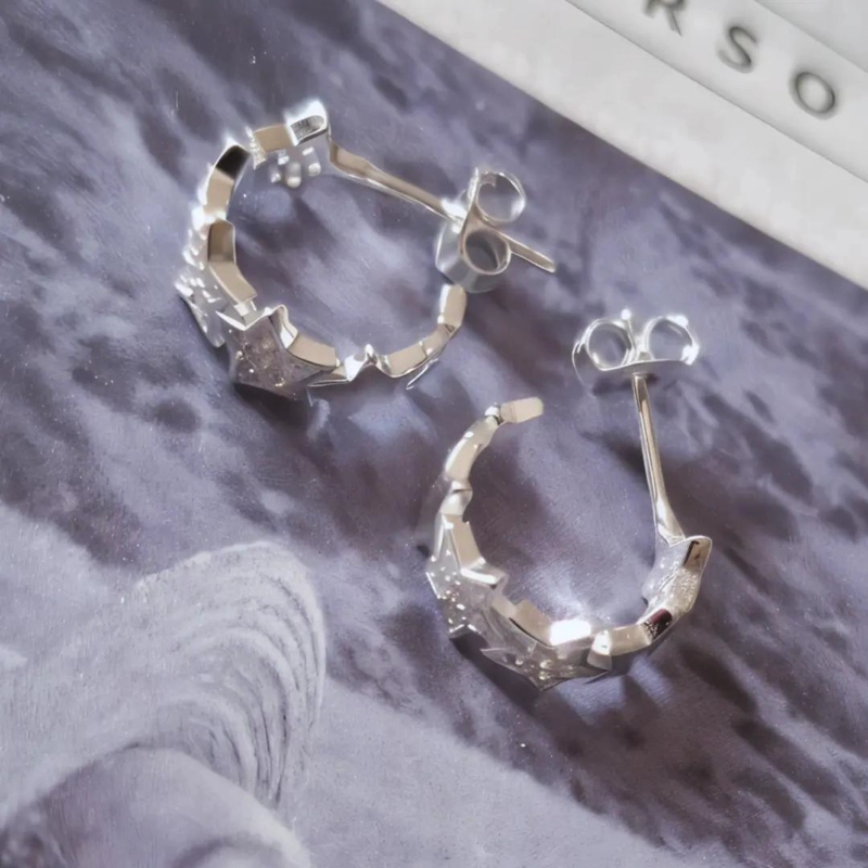 AROS DE PLATA 925 EN FORMA DE ESTRELLAS PARA USO DIARIO - 5