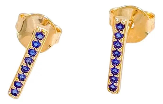 ARETES RAINBOW LINE TURQUESA EN ORO LAMINADO DE 18K - 1
