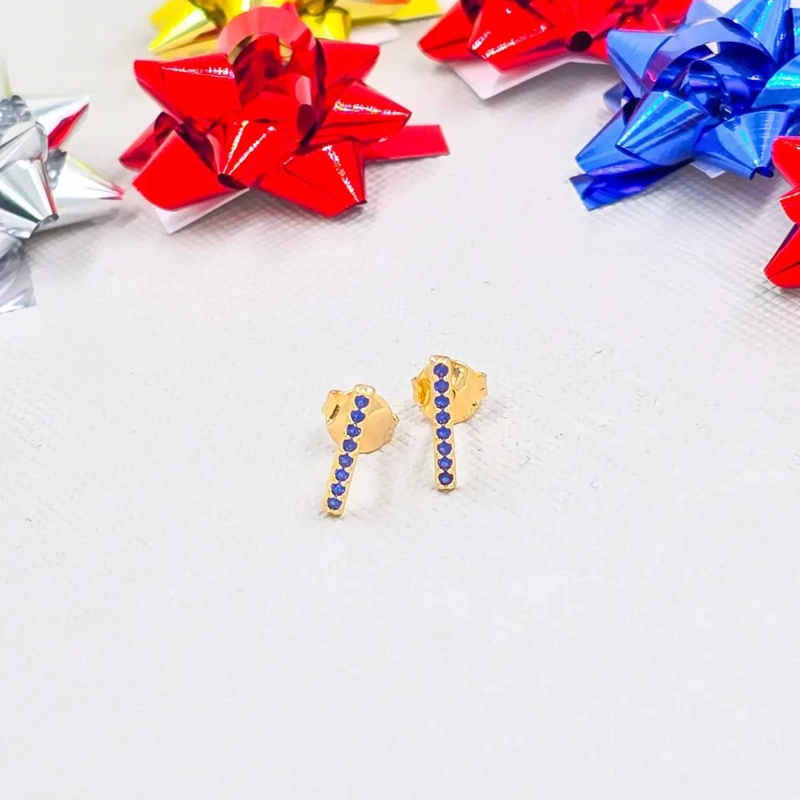 ARETES RAINBOW LINE TURQUESA EN ORO LAMINADO DE 18K - 2