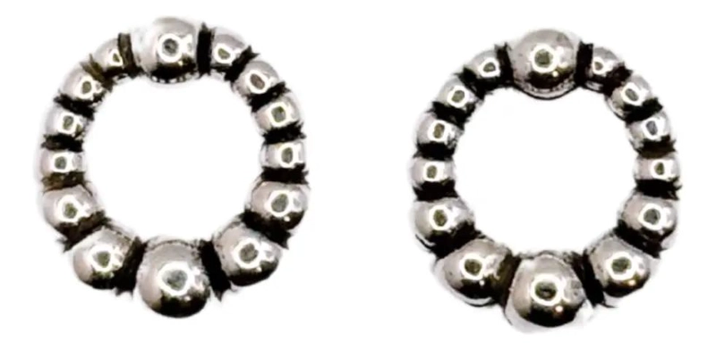 AROS DE PLATA 925 CON DISEÑO BALINE S Y PELOTITAS - 1