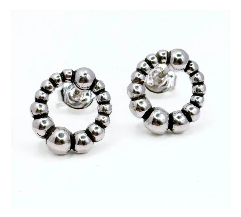 AROS DE PLATA 925 CON DISEÑO BALINE S Y PELOTITAS - 2