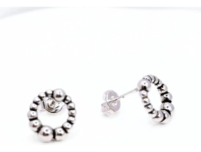 AROS DE PLATA 925 CON DISEÑO BALINE S Y PELOTITAS - 3