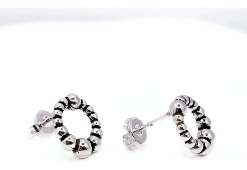AROS DE PLATA 925 CON DISEÑO BALINE S Y PELOTITAS - 4