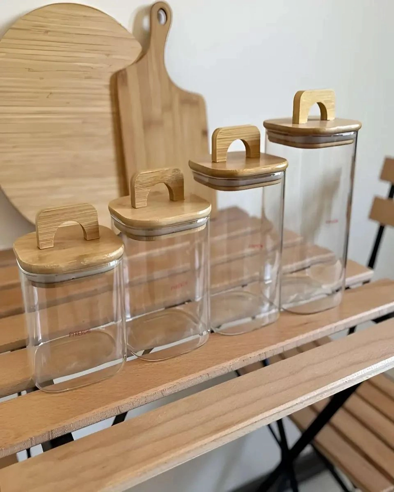 SET DE 4 FRASCOS DE ALMACENAMIENTO CON TAPA DE BAMBU - 3