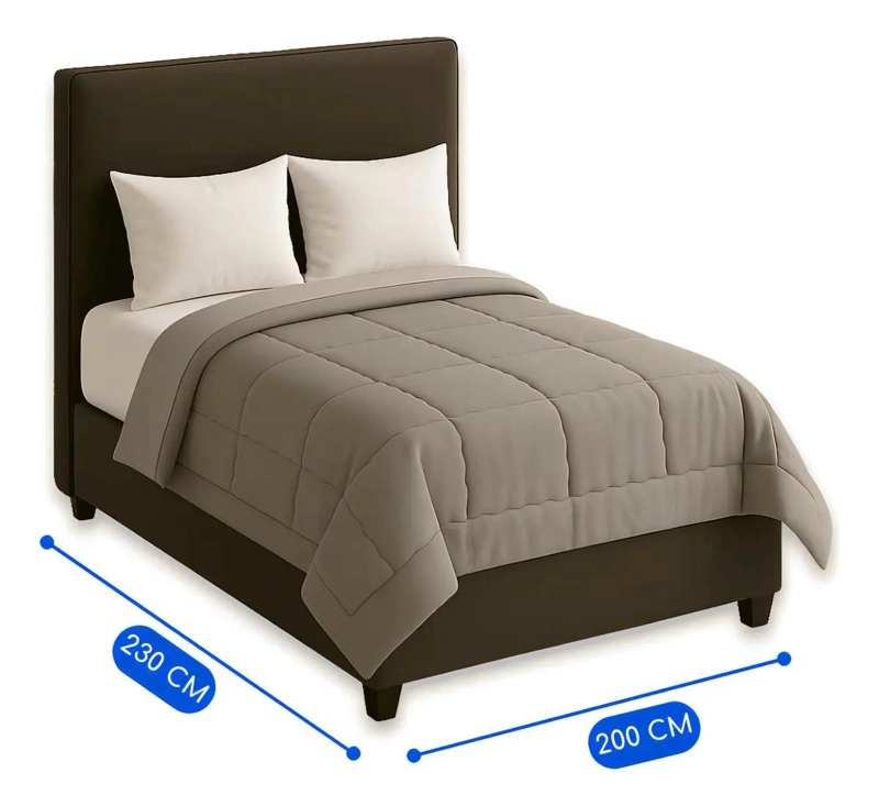 PLUMON EDREDON NORDICO ALGODON GRIS 2 PLAZAS 200X230 CM SUAVE Y ACOLCHADO - 2
