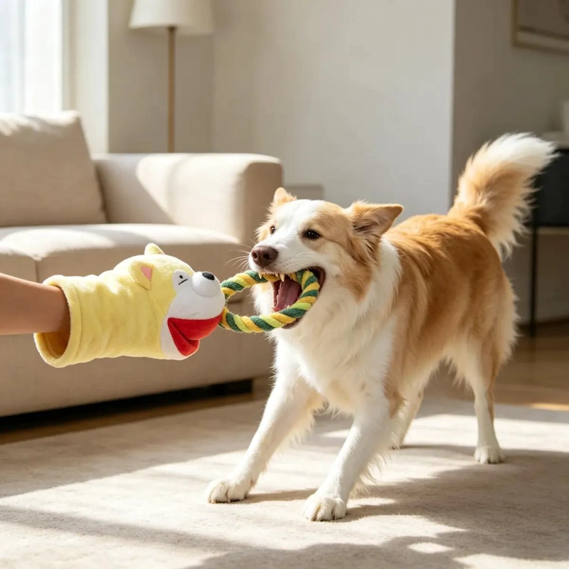 JUGUETE INTERACTIVO DE PELUCHE PARA PERROS TITERE MANO - 2